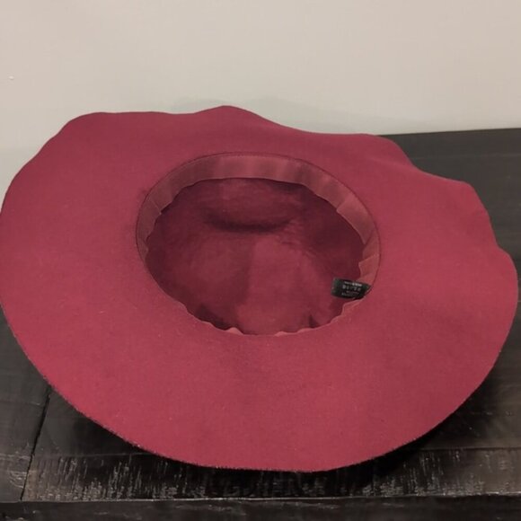 3/$20 Burgundy Felt Floppy Hat Womens One Size Ribbon Tie Accessory Wide Brim - Picture 8 of 12